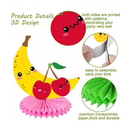 10Pcs Fruit Birthday Centerpieces Twotti Frutti Honeycomb Centerpieces for Fruit Party Decoration Twotti Frutti Decorations F...