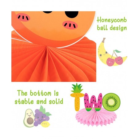 10Pcs Fruit Birthday Centerpieces Twotti Frutti Honeycomb Centerpieces for Fruit Party Decoration Twotti Frutti Decorations F...