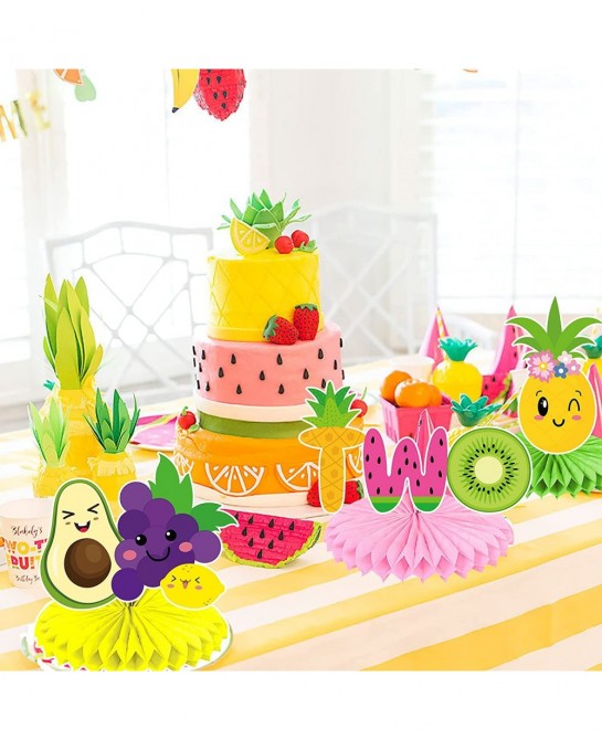 10Pcs Fruit Birthday Centerpieces Twotti Frutti Honeycomb Centerpieces for Fruit Party Decoration Twotti Frutti Decorations F...