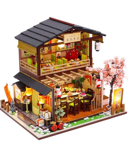 DIY Miniature Dollhouse Kit with Furniture 3D Wooden Miniature House with Dust Cover and Music Movement Miniature Dolls House...