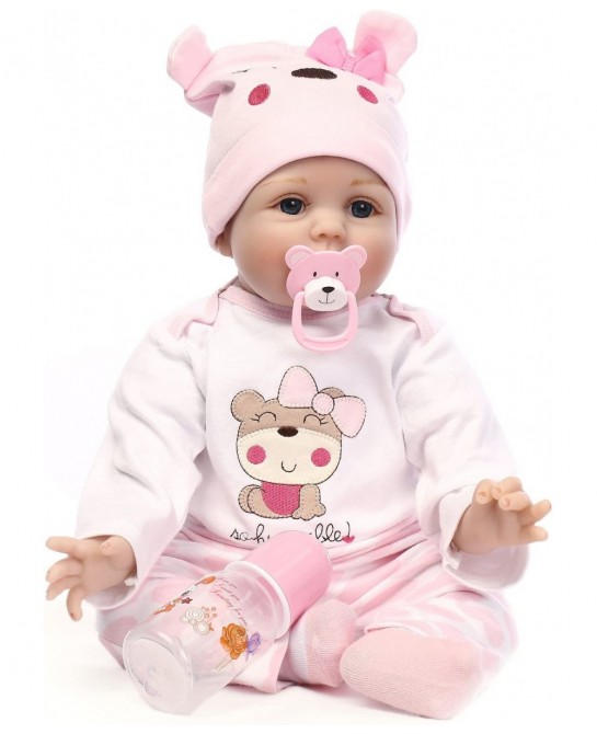 Reborn Baby Dolls Girl Soft Vinyl Silicone Newborn Baby Dolls 22" Pink Outfit Gift Set $93.08 Dolls