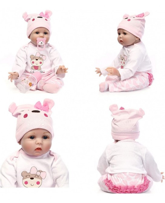 Reborn Baby Dolls Girl Soft Vinyl Silicone Newborn Baby Dolls 22" Pink Outfit Gift Set $93.08 Dolls