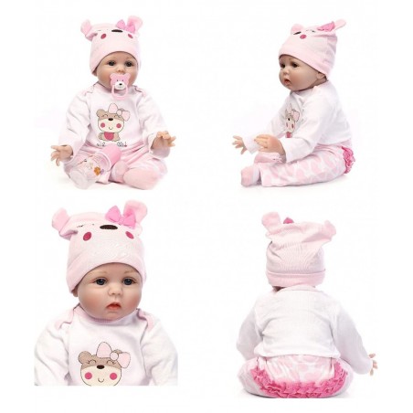 Reborn Baby Dolls Girl Soft Vinyl Silicone Newborn Baby Dolls 22" Pink Outfit Gift Set $93.08 Dolls