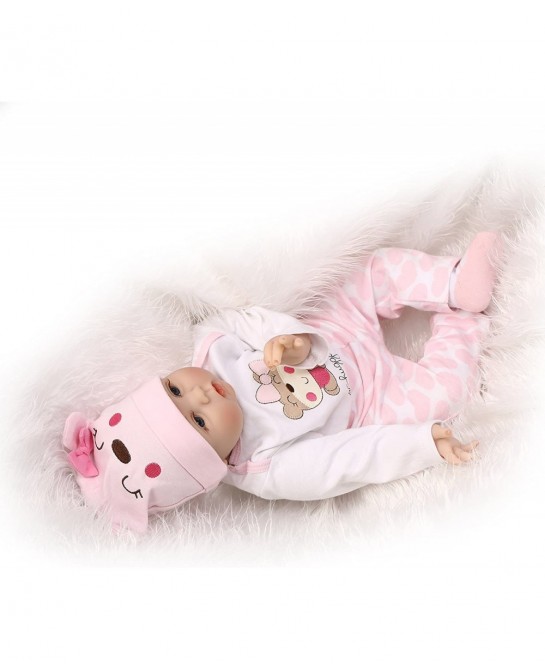 Reborn Baby Dolls Girl Soft Vinyl Silicone Newborn Baby Dolls 22" Pink Outfit Gift Set $93.08 Dolls
