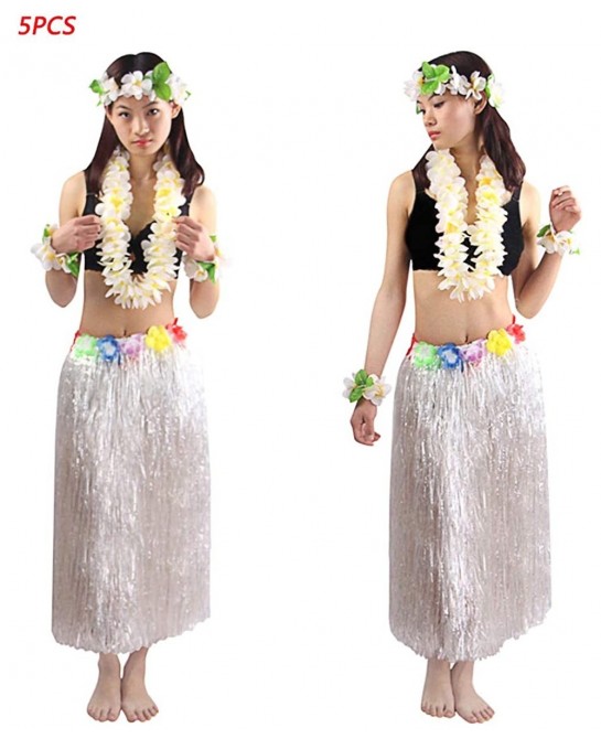 5pcs/ Set Women's Hawaiian Luau Elastic Grass Hula Skirt 80cm $29.29 Kids' Dress-Up Accessories