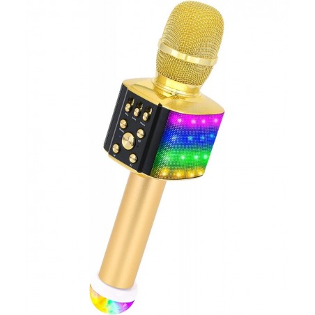 Kids Wireless Bluetooth Karaoke Microphone with Colorful Lights & USB Disco Light 4 in 1 Portable Karaoke Machine for Christm...