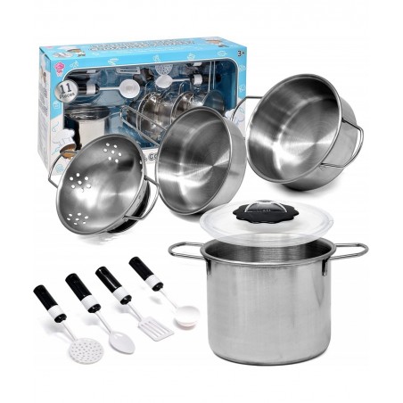 Kitchen Cooking Playset Stainless Steel Pretend Play for Kid Food Accessories Kids Cookware Toy Pots and Pans with Utensils f...