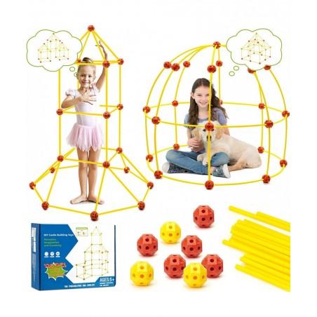 Kids Fort Building Kit Creative Construction STEM Toys DIY Building Play Tent Indoor and Outdoor Playhouse Educational Learni...
