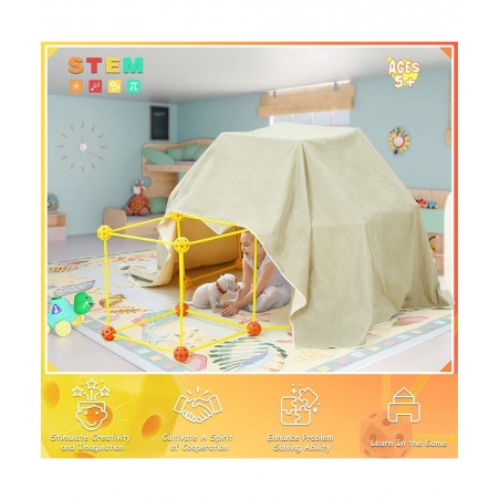 Kids Fort Building Kit Creative Construction STEM Toys DIY Building Play Tent Indoor and Outdoor Playhouse Educational Learni...