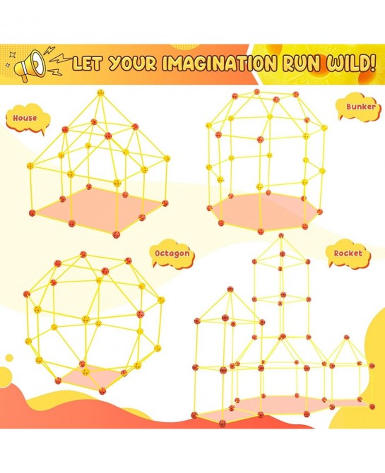 Kids Fort Building Kit Creative Construction STEM Toys DIY Building Play Tent Indoor and Outdoor Playhouse Educational Learni...