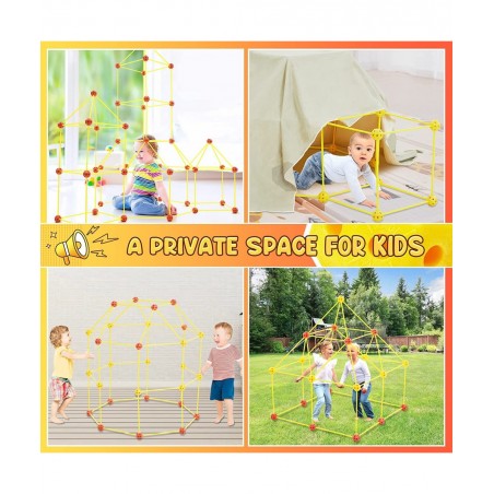 Kids Fort Building Kit Creative Construction STEM Toys DIY Building Play Tent Indoor and Outdoor Playhouse Educational Learni...