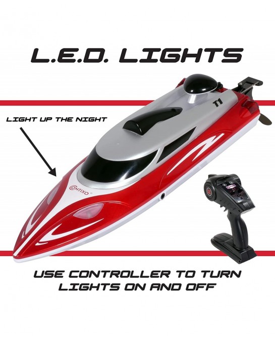 T1+ RC Boat Remote Control Boats for Pools and Lakes 20+ mph 2.4 GHz Racing Boats for Kids and Adults with 2 Rechargeable Bat...