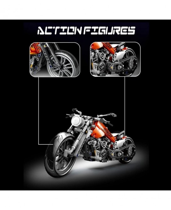 Technical Motorcycle Series Bricks Model Simulation DIY Racing Vehicle Small Particle Collection Building Set Compatible with...