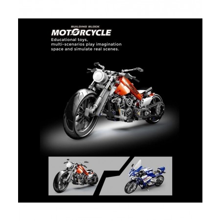 Technical Motorcycle Series Bricks Model Simulation DIY Racing Vehicle Small Particle Collection Building Set Compatible with...