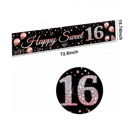 16th Birthday Decorations Sweet 16 Banner Party Supplies Rose Gold Happy Sweet Sixteen Birthday Party Decor for Girl 16 Year ...