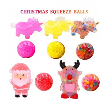Unicorn Squishy Stress Balls Toy (5-Pack) for Girls Boys Adults Gel Water Beads Balls Inside Promote Anxiety and Stress Relie...