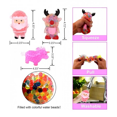 Unicorn Squishy Stress Balls Toy (5-Pack) for Girls Boys Adults Gel Water Beads Balls Inside Promote Anxiety and Stress Relie...