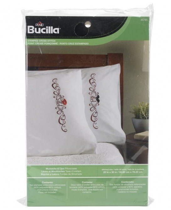 Stamped Embroidery Pillowcase Pair (20 x 30-Inch) Mustache & Lips $28.23 Kids' Drawing & Writing Boards