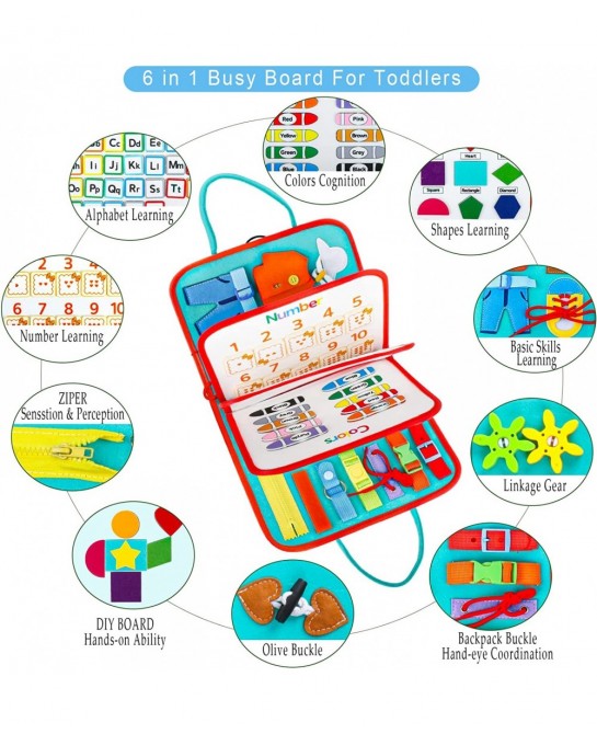 Busy Board Montessori Toys for Toddler Sensory Board for Learning Fine Motor Skills Autism Preschool Activities Board Educati...