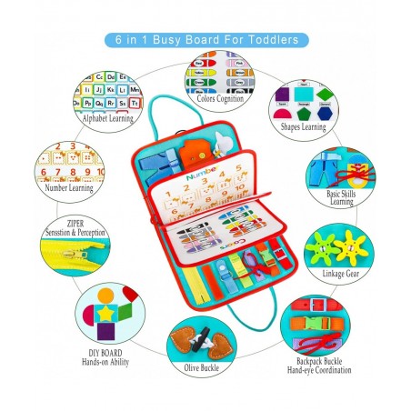 Busy Board Montessori Toys for Toddler Sensory Board for Learning Fine Motor Skills Autism Preschool Activities Board Educati...