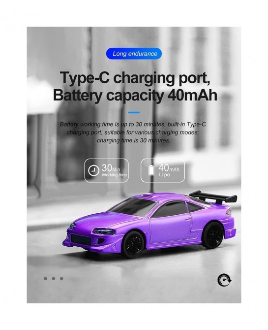 1:76 Turbo Racing C72/C73 Sports RC Car Limited Edition & Classic Edition Mini Full Proportional RTR Kit Toys (Purple) $126.2...