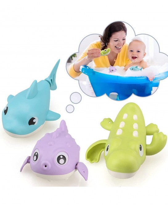 Bath Toys Cute Animal Baby Bathtub Wind Up Toys - 3 Pack Swimming Pool Bath Toys for Toddlers 1-3 Water Play Set Shower Beach...