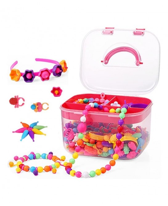 650pcs Snap Pop Beads Jewelry Making Kit Stringless Cordless PopBead Beads Girls Toys Arts Crafts DIY Hairband Necklaces Brac...