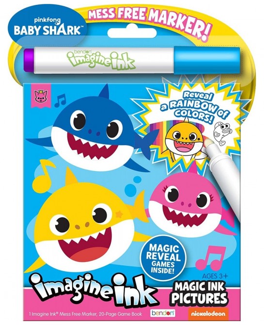 Imagine Ink Magic Ink Pictures and Game Book with Mess Free Marker (Baby Sharks) $14.63 Kids' Drawing & Writing Boards