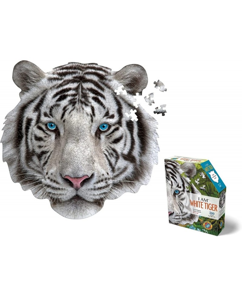 WHITE TIGER 300 Piece Jigsaw Puzzle For Ages 10 and up - 6004 - Unique-Shaped Border Challenging Random Cut Five-Sided Box Fi...