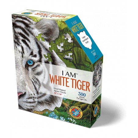 WHITE TIGER 300 Piece Jigsaw Puzzle For Ages 10 and up - 6004 - Unique-Shaped Border Challenging Random Cut Five-Sided Box Fi...