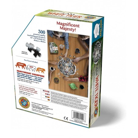 WHITE TIGER 300 Piece Jigsaw Puzzle For Ages 10 and up - 6004 - Unique-Shaped Border Challenging Random Cut Five-Sided Box Fi...