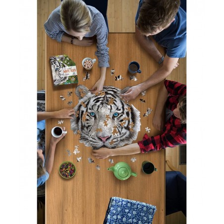 WHITE TIGER 300 Piece Jigsaw Puzzle For Ages 10 and up - 6004 - Unique-Shaped Border Challenging Random Cut Five-Sided Box Fi...