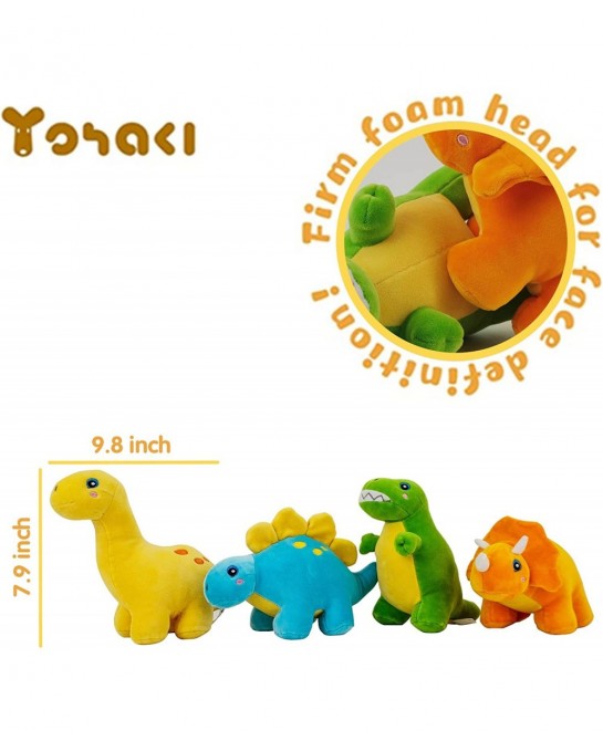 Plush Dinosaur Stuffed Animal 4 Pack 10'' Plushies Dinosaur Toys for Boys and Girls Soft Great Gift for Birthday or Children'...