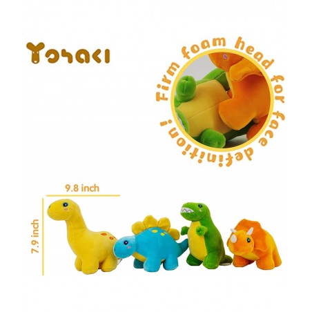 Plush Dinosaur Stuffed Animal 4 Pack 10'' Plushies Dinosaur Toys for Boys and Girls Soft Great Gift for Birthday or Children'...