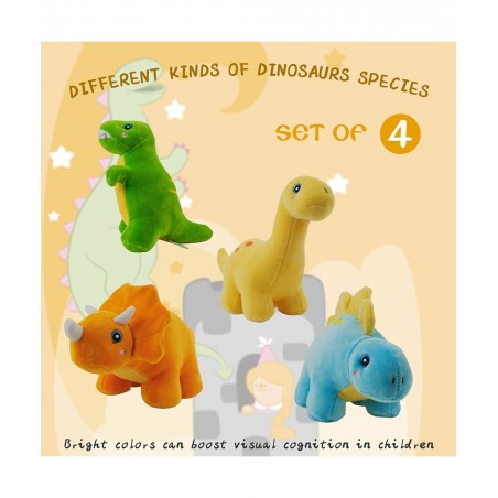 Plush Dinosaur Stuffed Animal 4 Pack 10'' Plushies Dinosaur Toys for Boys and Girls Soft Great Gift for Birthday or Children'...