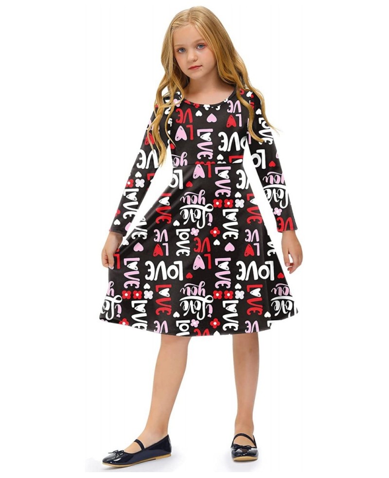 Girls Valentine's Day Long Sleeve Midi Dress 1-10 Years $32.65 Kids' Costumes