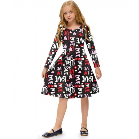 Girls Valentine's Day Long Sleeve Midi Dress 1-10 Years $32.65 Kids' Costumes