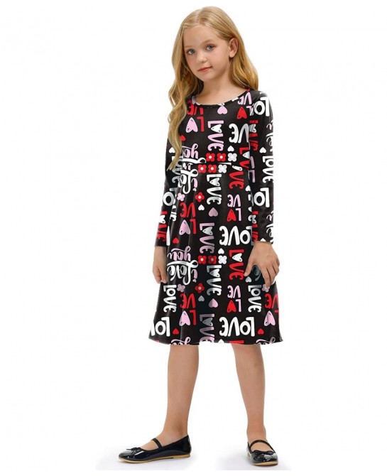 Girls Valentine's Day Long Sleeve Midi Dress 1-10 Years $32.65 Kids' Costumes