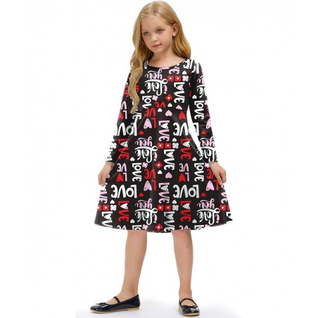 Girls Valentine's Day Long Sleeve Midi Dress 1-10 Years $32.65 Kids' Costumes