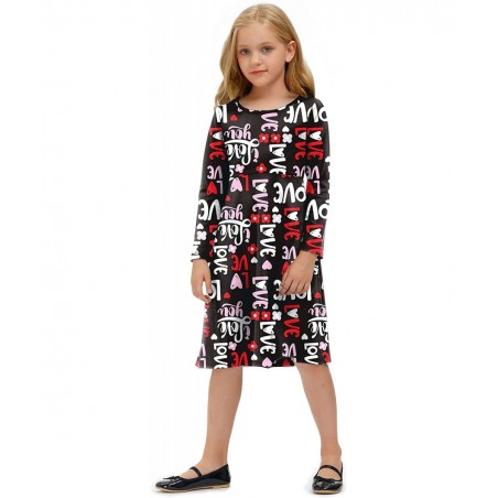 Girls Valentine's Day Long Sleeve Midi Dress 1-10 Years $32.65 Kids' Costumes