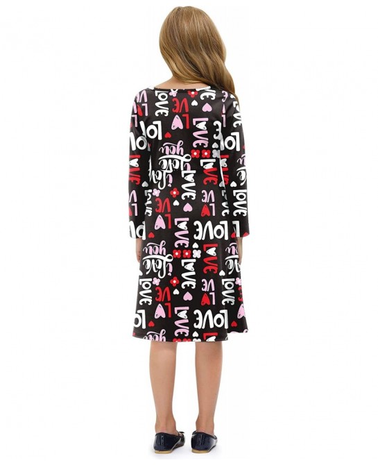 Girls Valentine's Day Long Sleeve Midi Dress 1-10 Years $32.65 Kids' Costumes