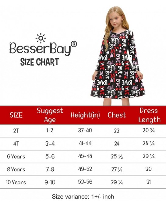 Girls Valentine's Day Long Sleeve Midi Dress 1-10 Years $32.65 Kids' Costumes