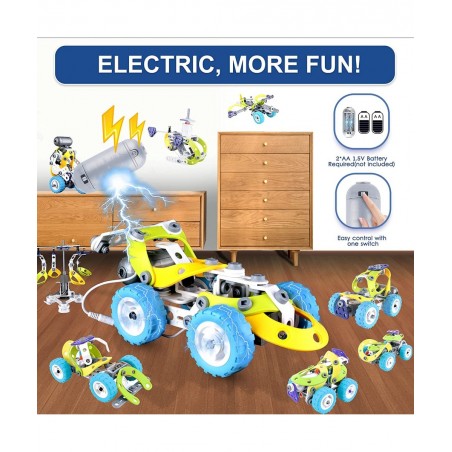 10 in 1 Building Toy Set STEAM Building Blocks with Electric Powered Motor for Children Boys Girls Construction Toys with Too...