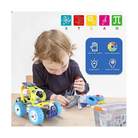 10 in 1 Building Toy Set STEAM Building Blocks with Electric Powered Motor for Children Boys Girls Construction Toys with Too...