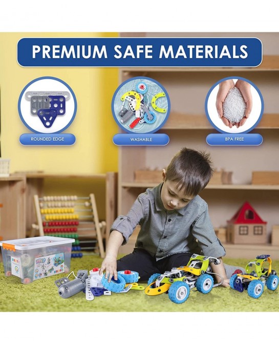 10 in 1 Building Toy Set STEAM Building Blocks with Electric Powered Motor for Children Boys Girls Construction Toys with Too...