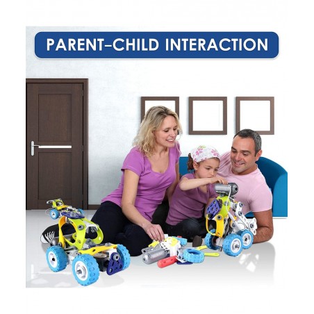 10 in 1 Building Toy Set STEAM Building Blocks with Electric Powered Motor for Children Boys Girls Construction Toys with Too...