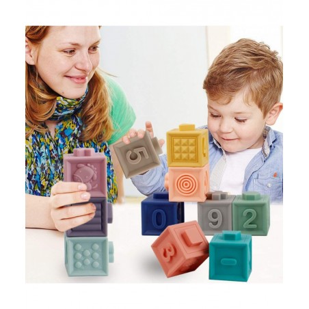 Baby Blocks Soft Building Blocks Baby Toys Teethers Toy Educational Squeeze Play with Numbers Animals Shapes Textures 6 Month...