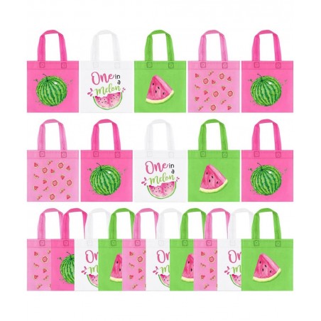 20Pcs Watermelon Party Favor Bags Reusable Summer Watermelon Gift Bags Watermelon Goodie Treat Candy Bags for Kids Summer Fru...