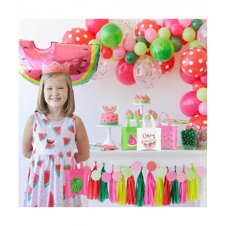 20Pcs Watermelon Party Favor Bags Reusable Summer Watermelon Gift Bags Watermelon Goodie Treat Candy Bags for Kids Summer Fru...