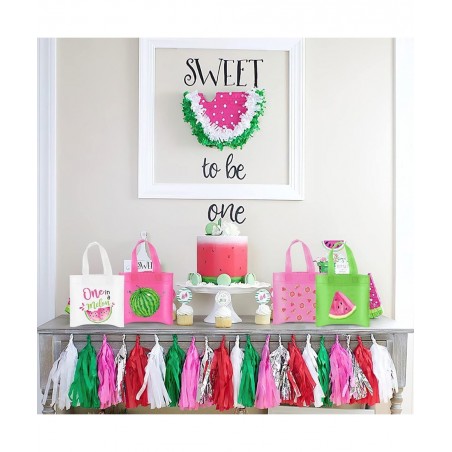 20Pcs Watermelon Party Favor Bags Reusable Summer Watermelon Gift Bags Watermelon Goodie Treat Candy Bags for Kids Summer Fru...